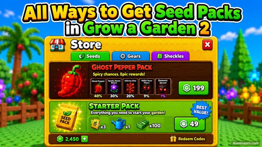 All Ways to Get Seed Packs in Grow a Garden 2