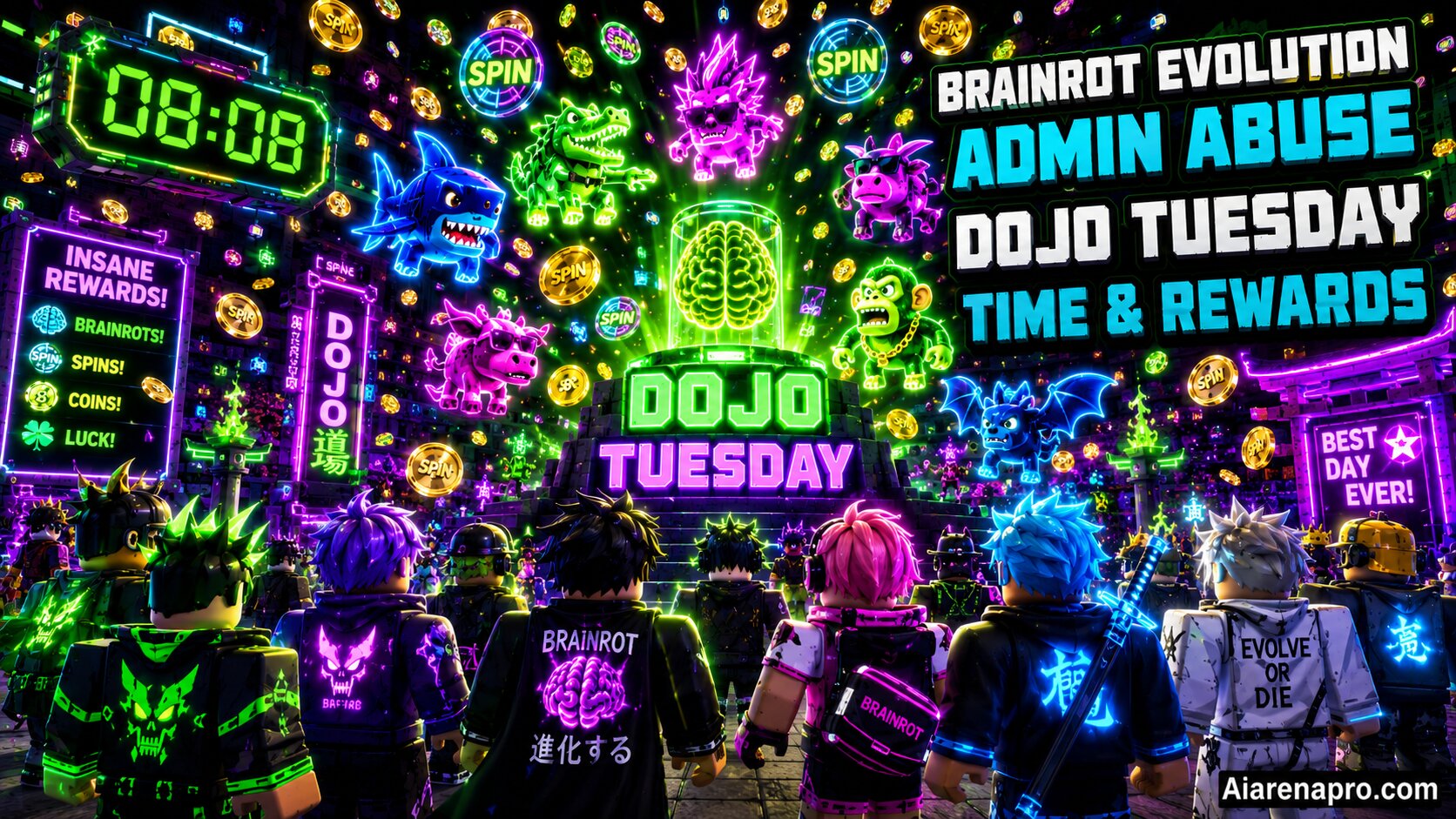 Brainrot Evolution Admin Abuse Dojo Tuesday Time & Rewards