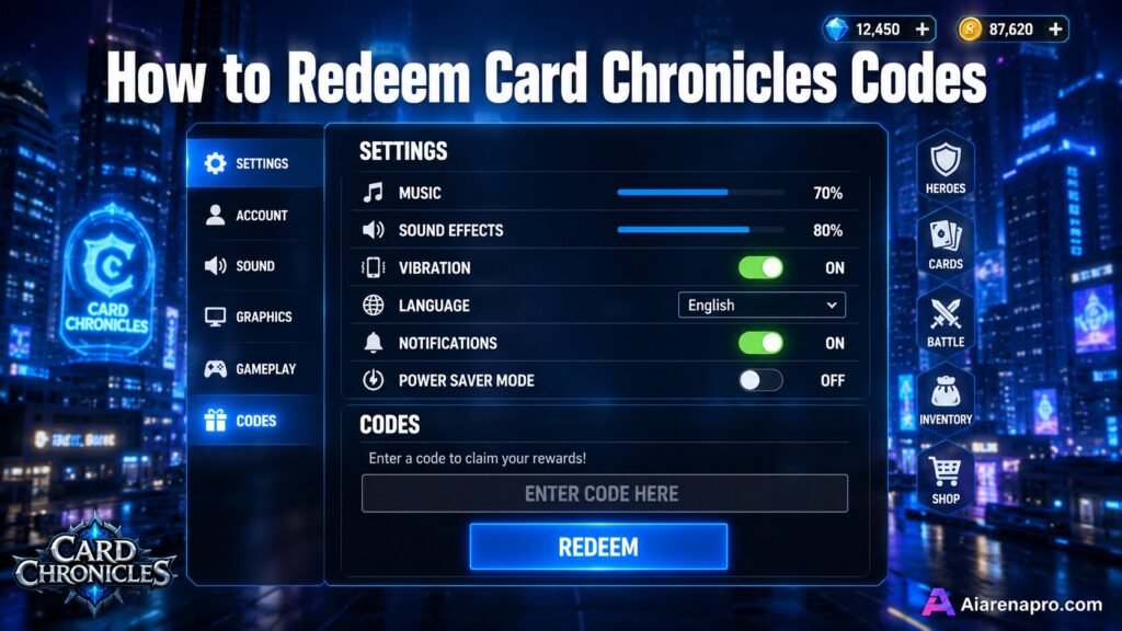 How to Redeem Card Chronicles Codes