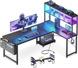 ODK 53 Inch L-Shaped Gaming Desk with Shelves
