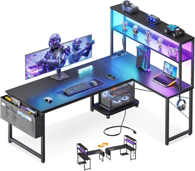 ODK 53 Inch L-Shaped Gaming Desk with Shelves