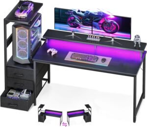 AODK 59 Inch Gaming Desk with PC Showcase