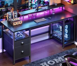 Furologee 51 Inch Gaming Desk with Outlets