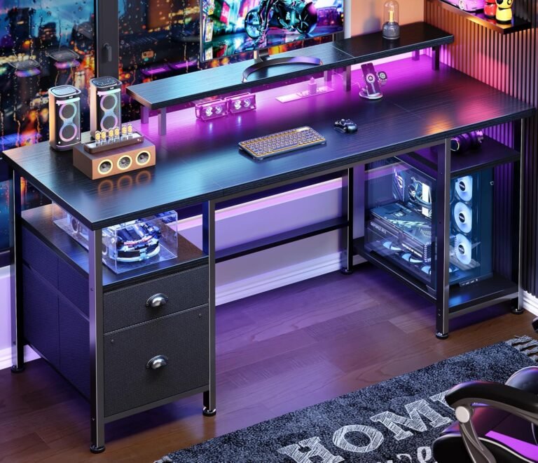 Furologee 51 Inch Gaming Desk with Outlets